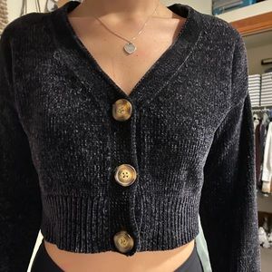 Black cardigan sweater
